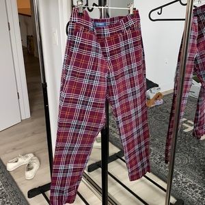 Deep Red Purple Plaid Pant